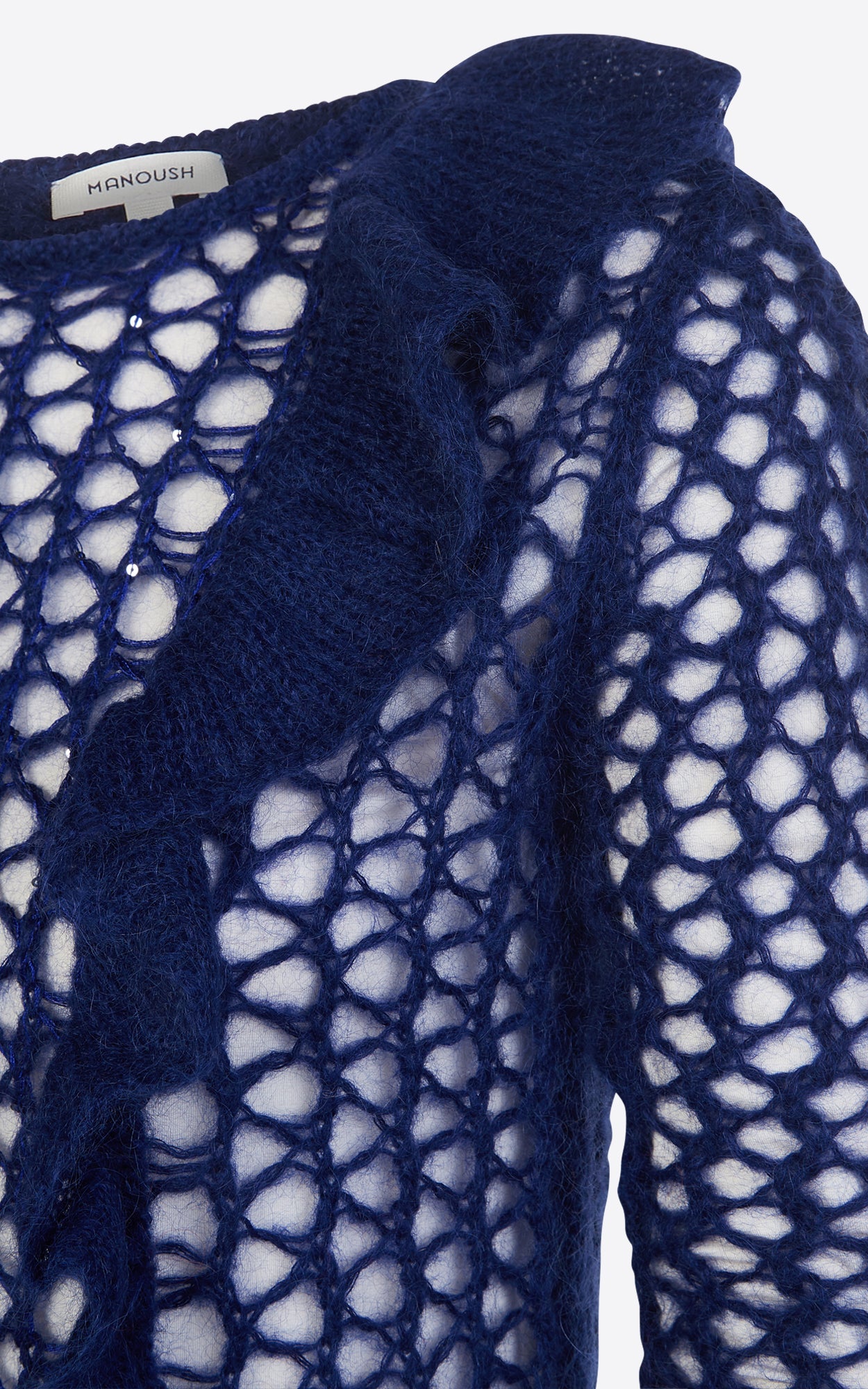 Pull cosy à carreaux en mohair - Bleu