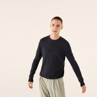 Pull fin à col rond en cachemire - Heather Blue