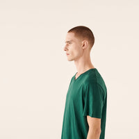 T-shirt droit à col V - English Green