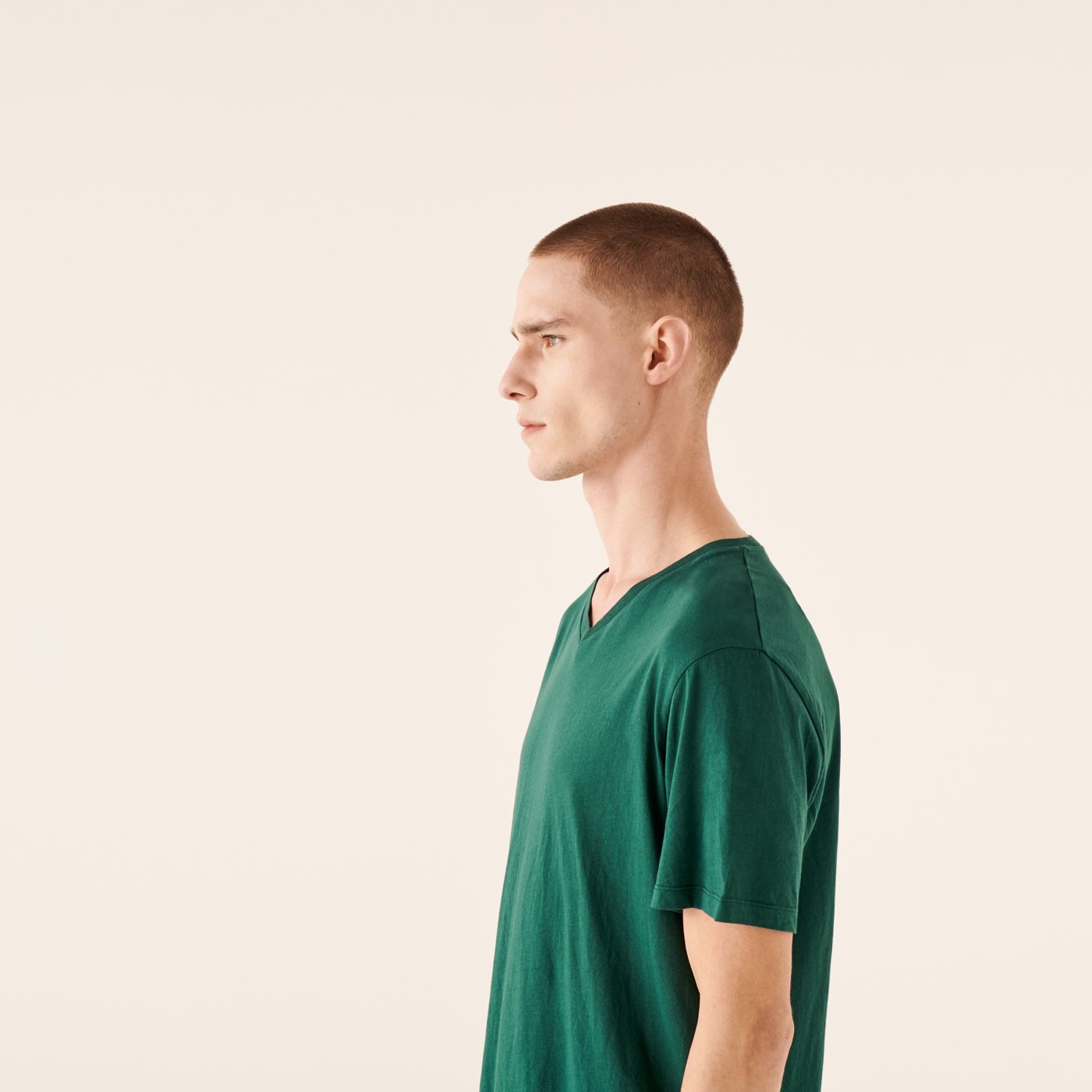 T-shirt droit à col V - English Green