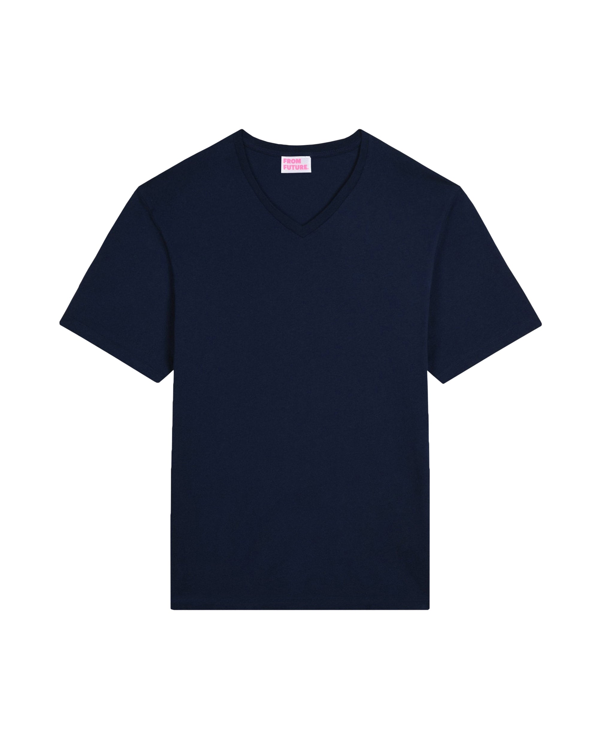 T-shirt droit à col V - Indigo-Blue