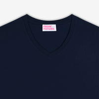 T-shirt droit à col V - Indigo-Blue