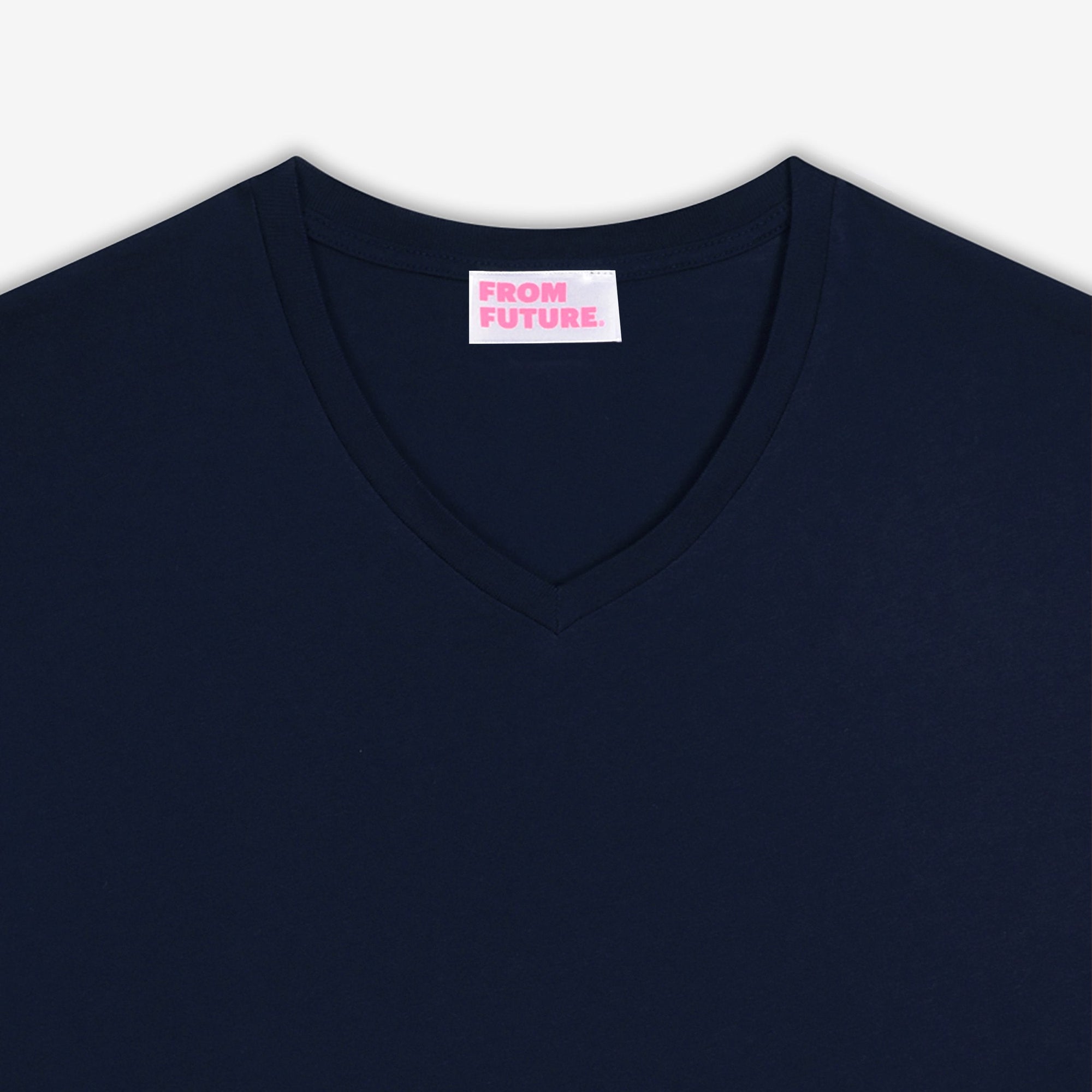 T-shirt droit à col V - Indigo-Blue