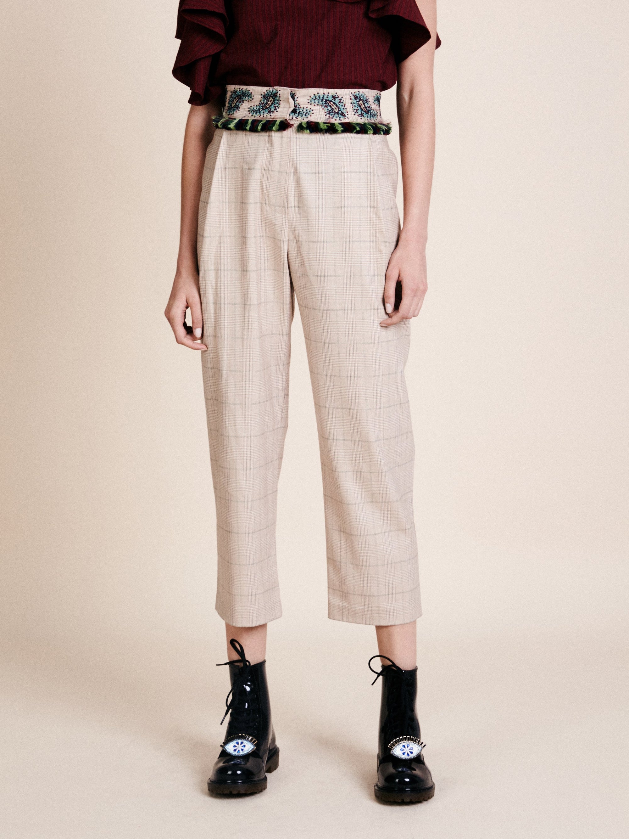 Pantalon Tartan en laine - Camel