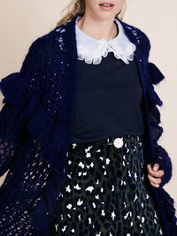 Gilet cosy à carreaux en mohair - Bleu