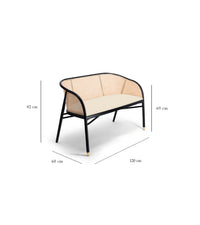 Banquette Cavallo en bois et cannage - Noir Et Blanc