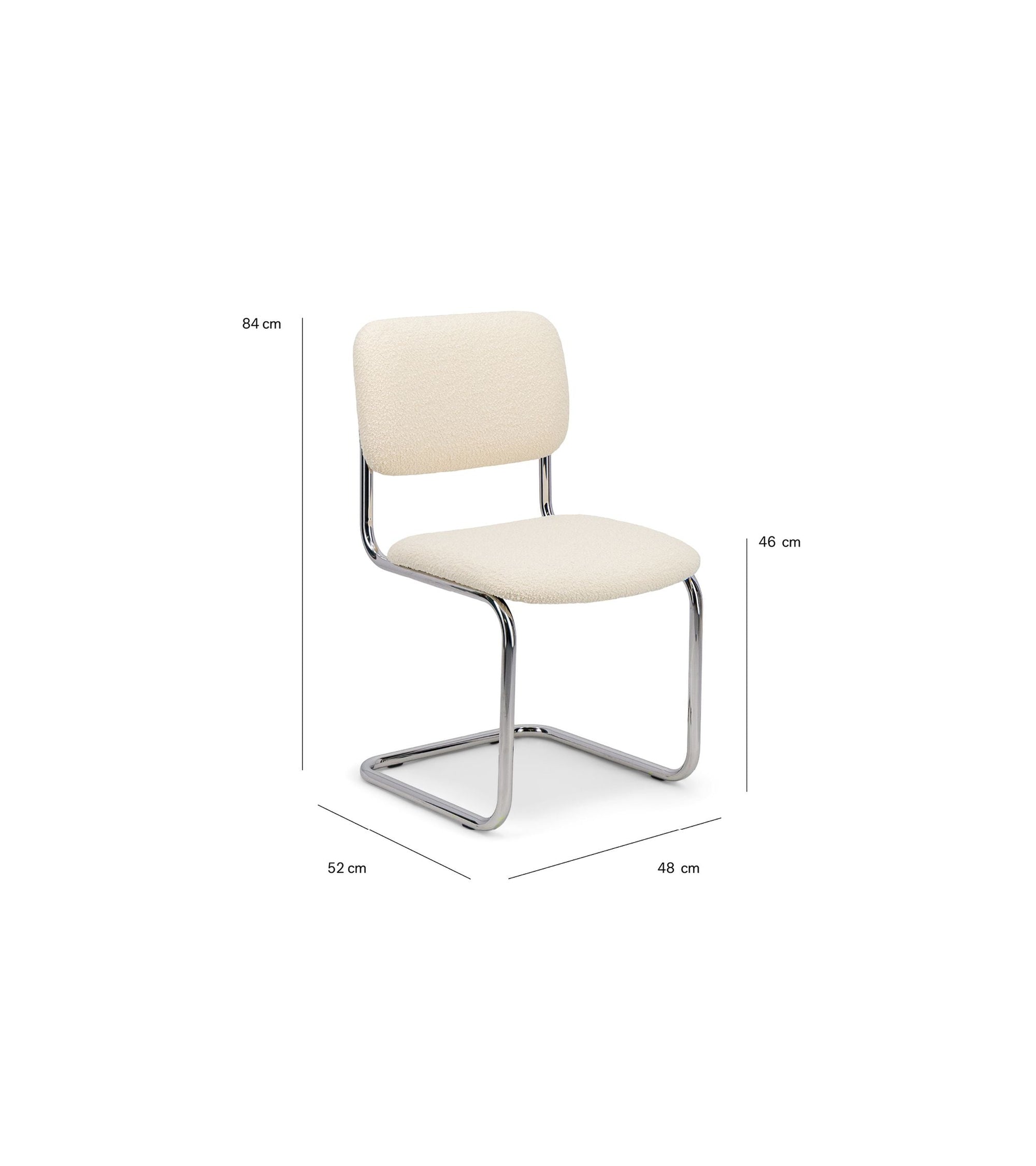 Chaise de bar Classica en laine bouclé - Blanc crème