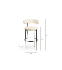Chaise de bar Libera en laine bouclée - Blanc crème