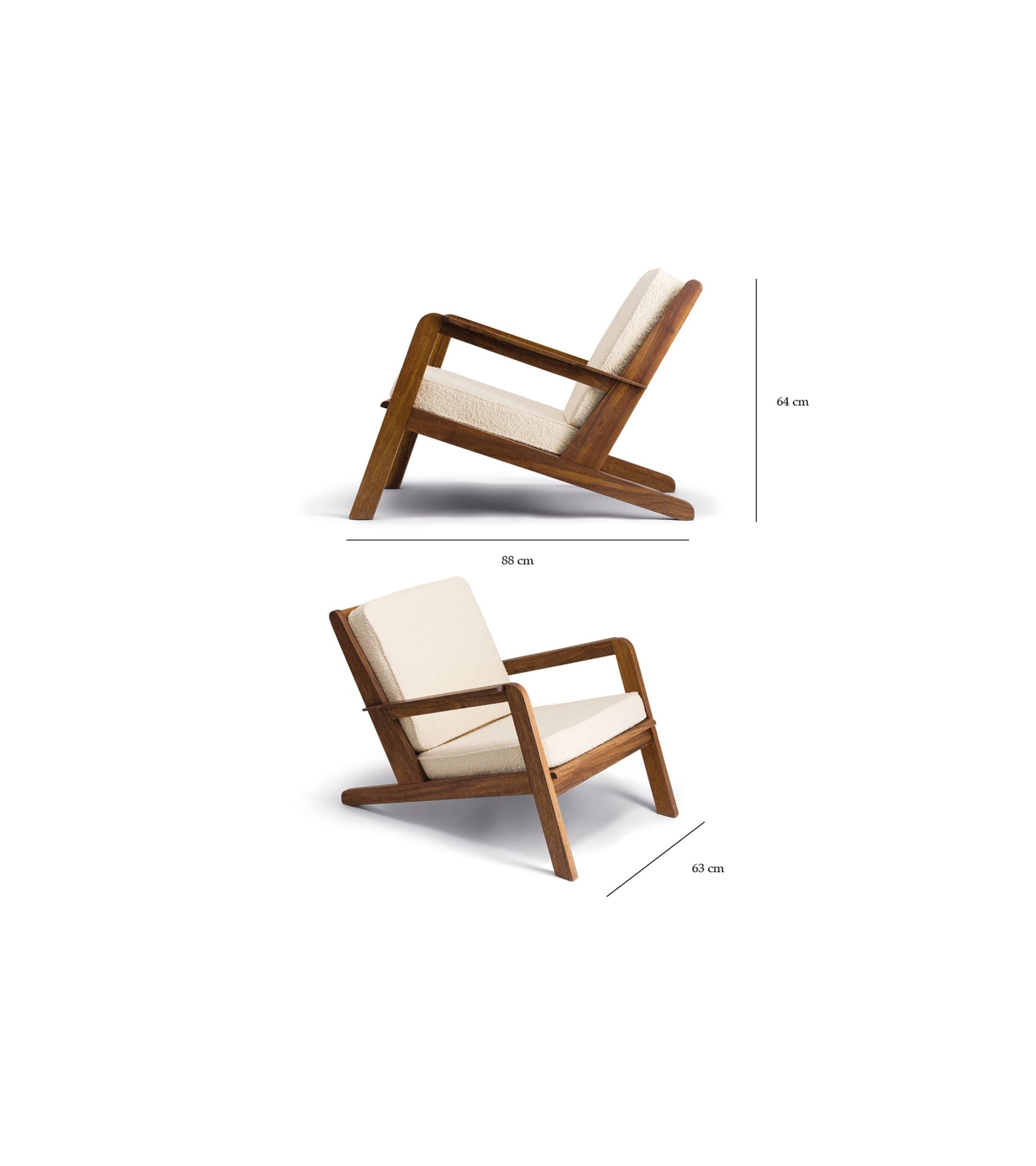 Chauffeuse Gloria en bois et laine - Blanc crème