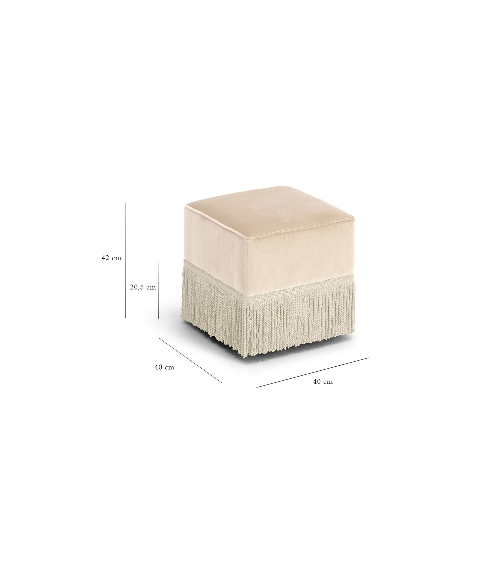Pouf Nonna en velours - Beige