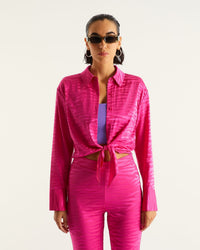 Chemise Emma en soie - Pink Jacquard