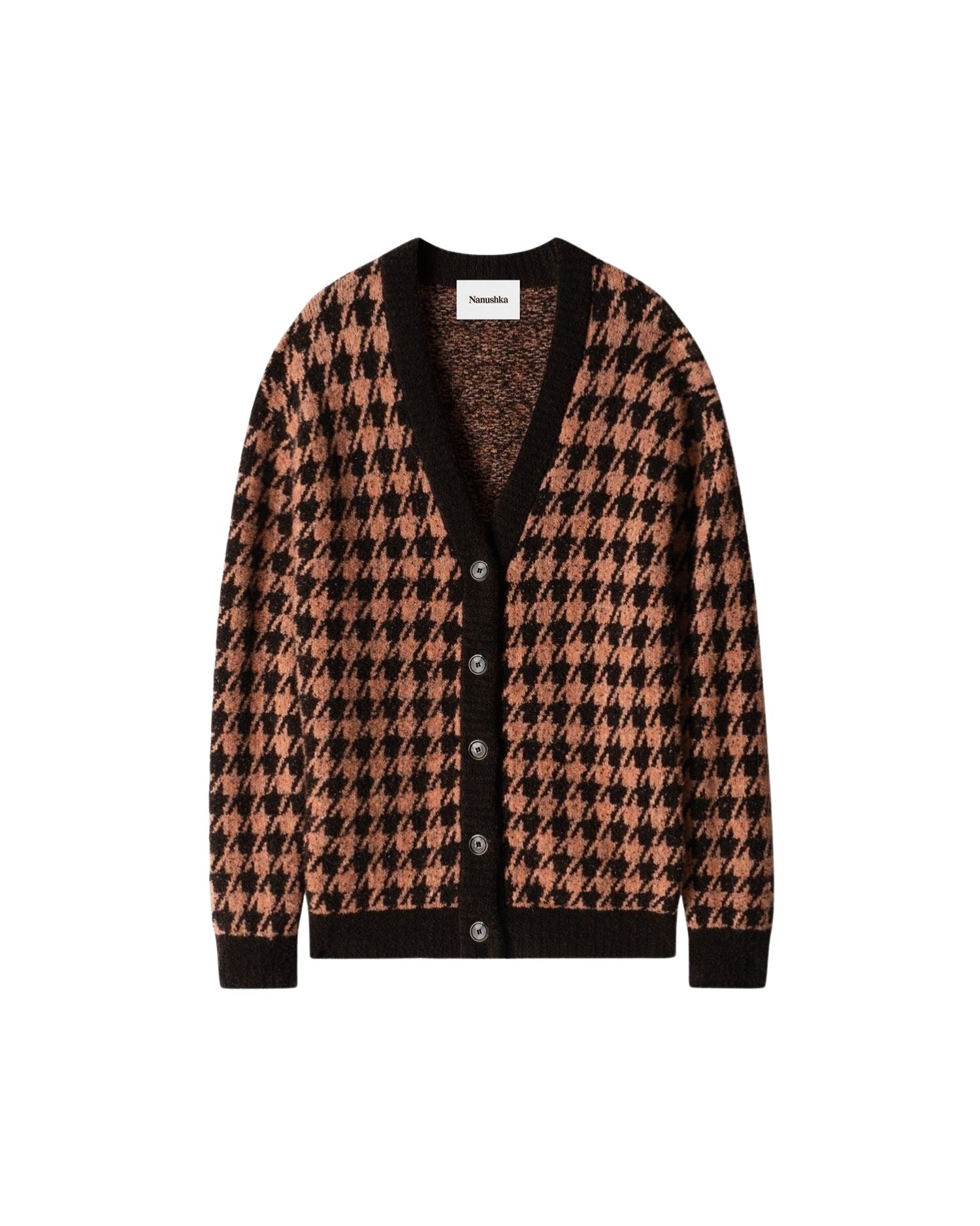 Cardigan Rovan bouclé pied-de-poule - Pink Brown