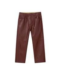 Pantalon droit Nor décontracté en cuir - Mahogany