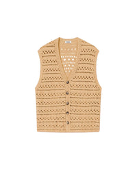 Gilet Andor en tricot crocheté - Beige