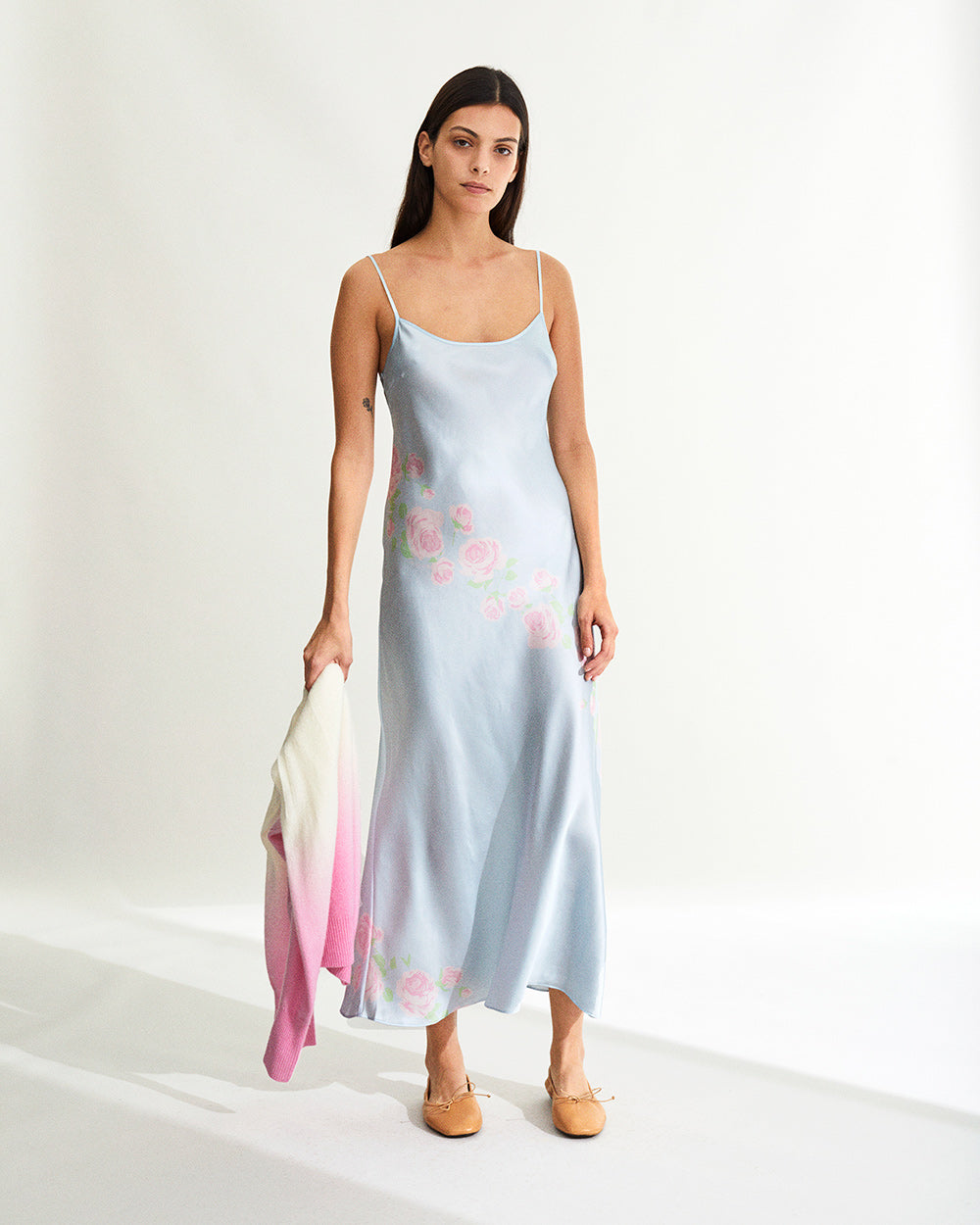 Robe longue Gisèle en soie - Oblique Rose