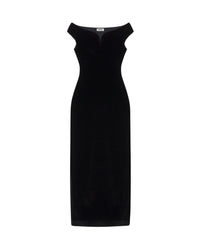 Robe Lucy Bardot en velours stretch - Black