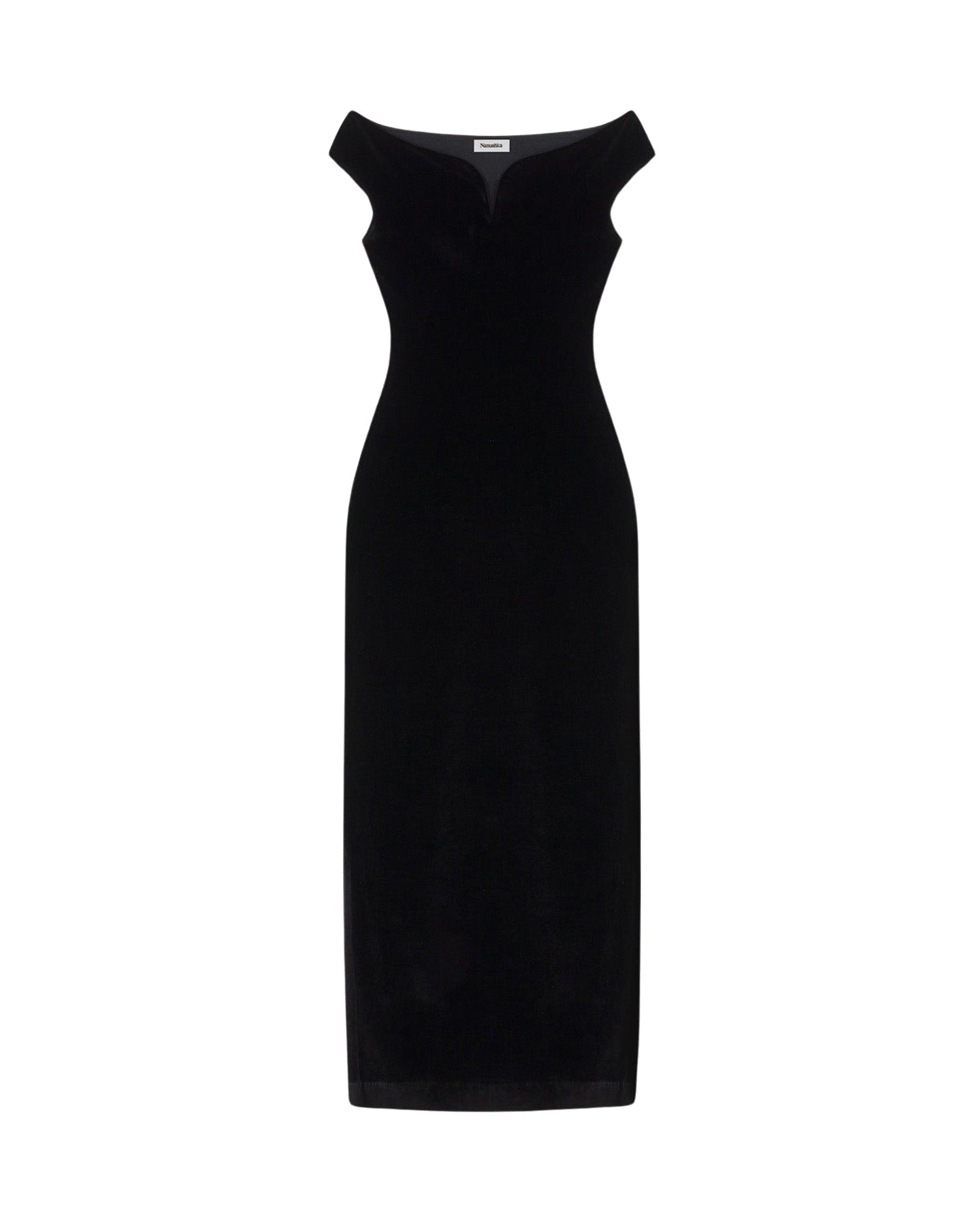 Robe Lucy Bardot en velours stretch - Black