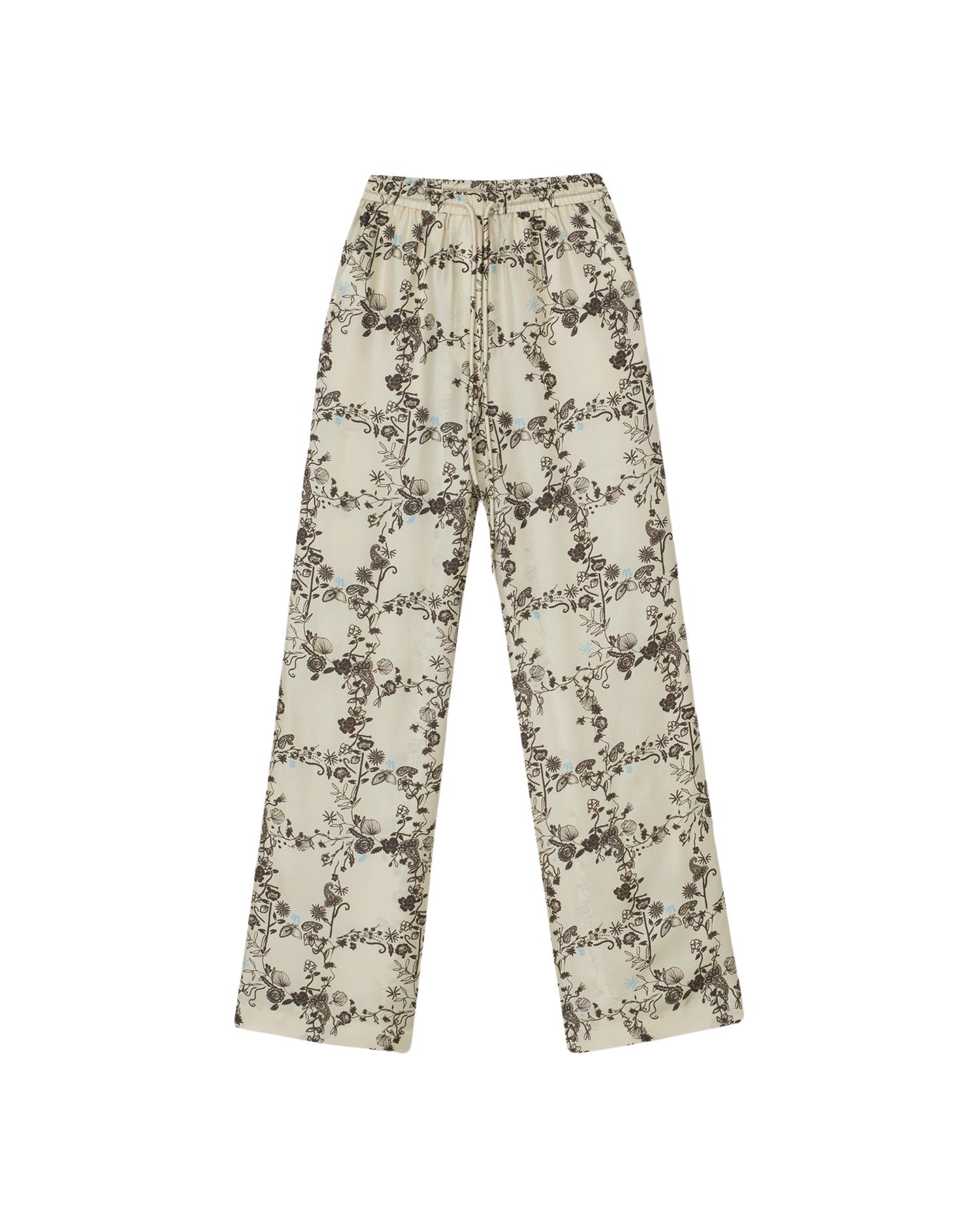 Pantalon Jarine en soie imprimé - Floral Frame Brown