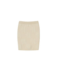 Mini jupe Azra tube monogramme en laine - Ecru