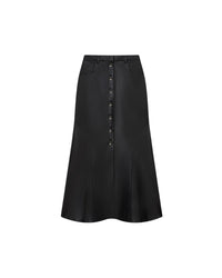Jupe midi Reza à boutons sur le devant - Black