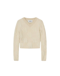 Pull Dian à col V en laine - Ecru