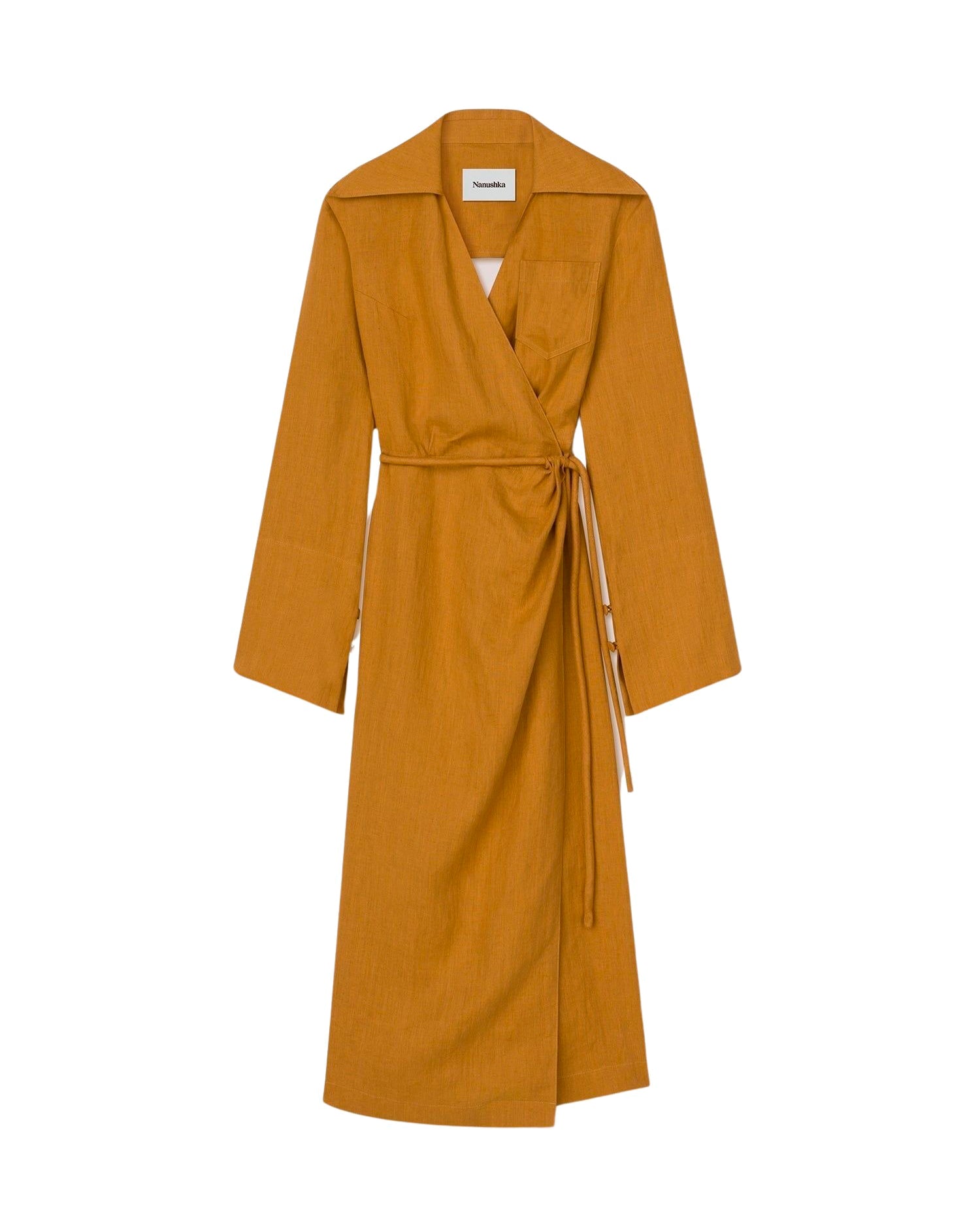 Robe Farah enveloppante en lin - Camel