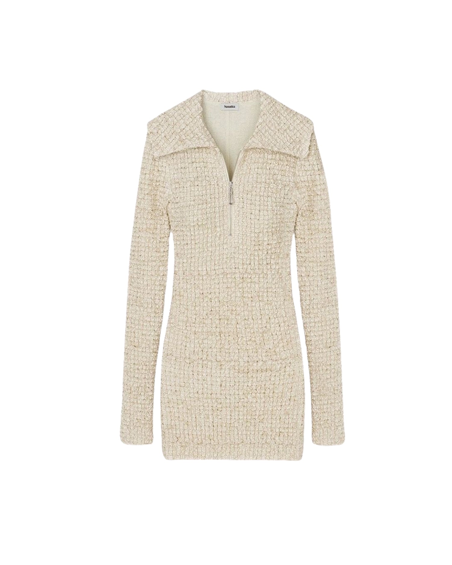 Top à encolure cheminée striée - Creme
