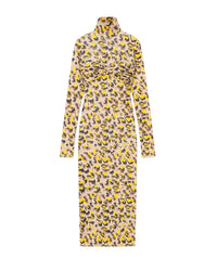 Robe midi Manja en maille - Watercolor Leopard