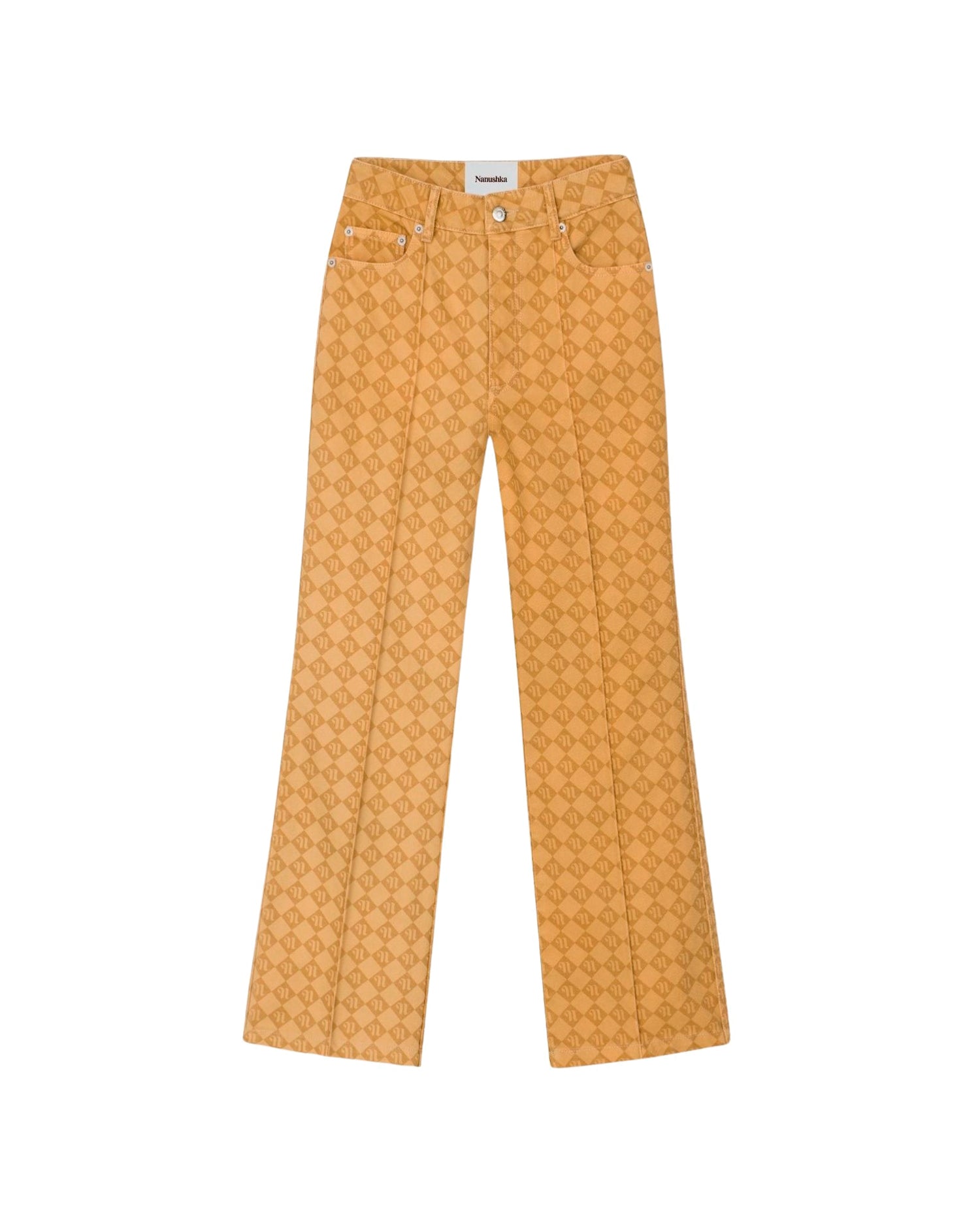 Pantalon Zoey court à jambe évasée - Monogram Camel