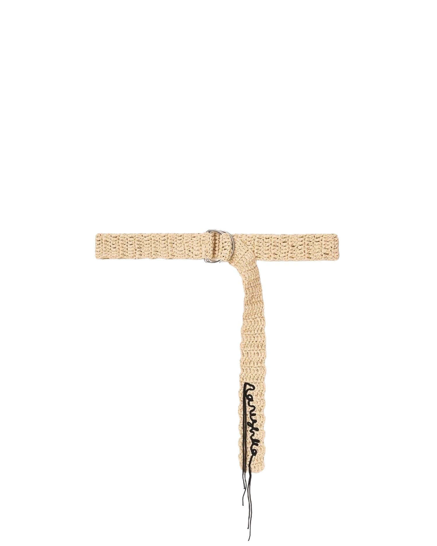 Ceinture Edd en raphia - Beige & Black
