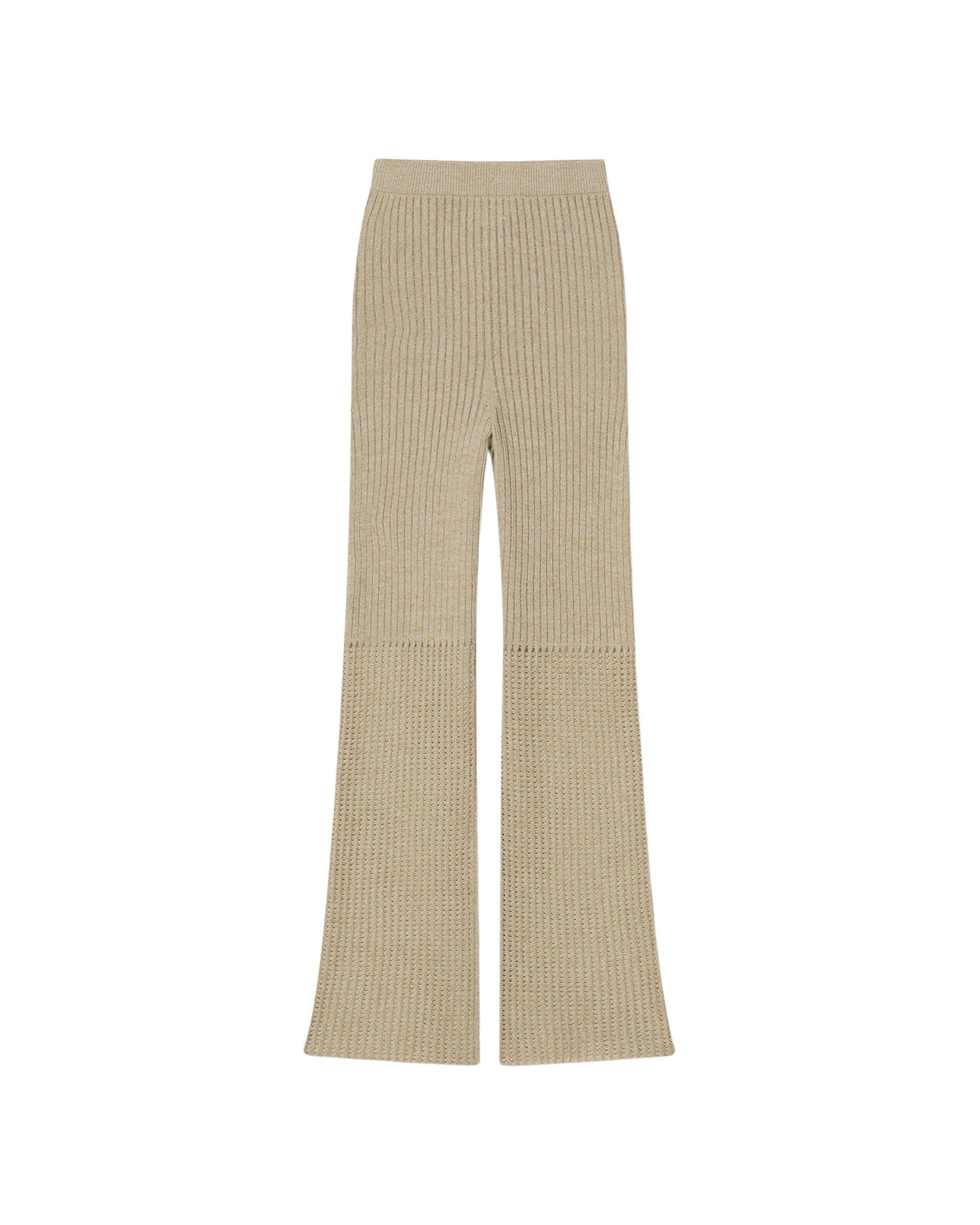 Pantalon Karine en tricot côtelé - Mottled Creme