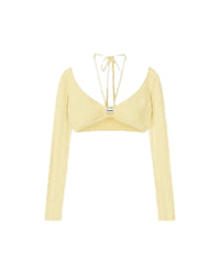 Top crop Amra à encolure décorative - Pale Yellow