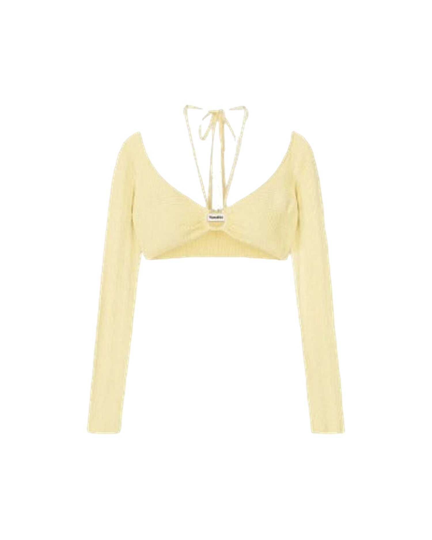 Top crop Amra à encolure décorative - Pale Yellow