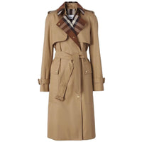 Trench-coat à panneaux à carreaux - Camel