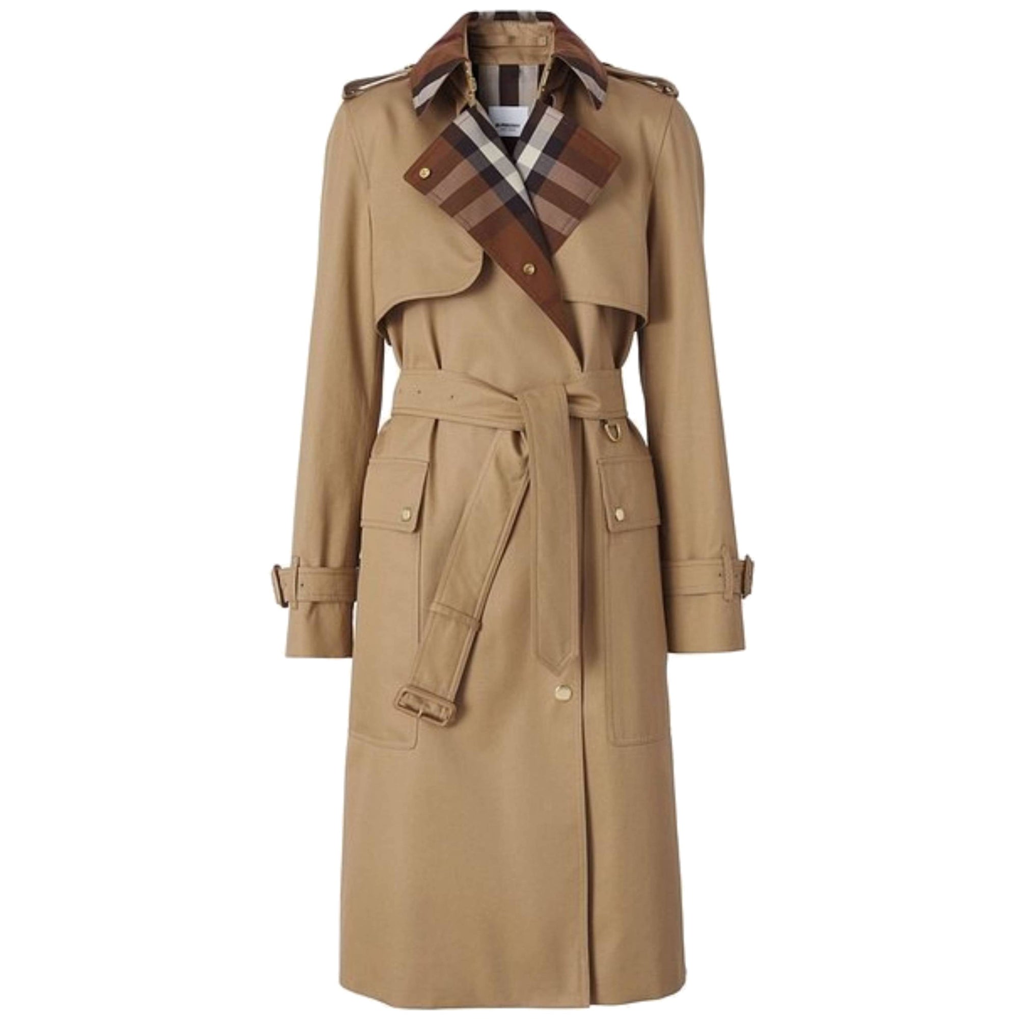 Trench-coat à panneaux à carreaux - Camel