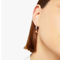 Hanging Moon & Sun rose gold & smoky quartz moonstone Earrings - Rose Gold