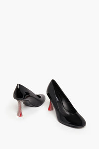 Escarpins Valence à franges avec cristaux en cuir - Noir