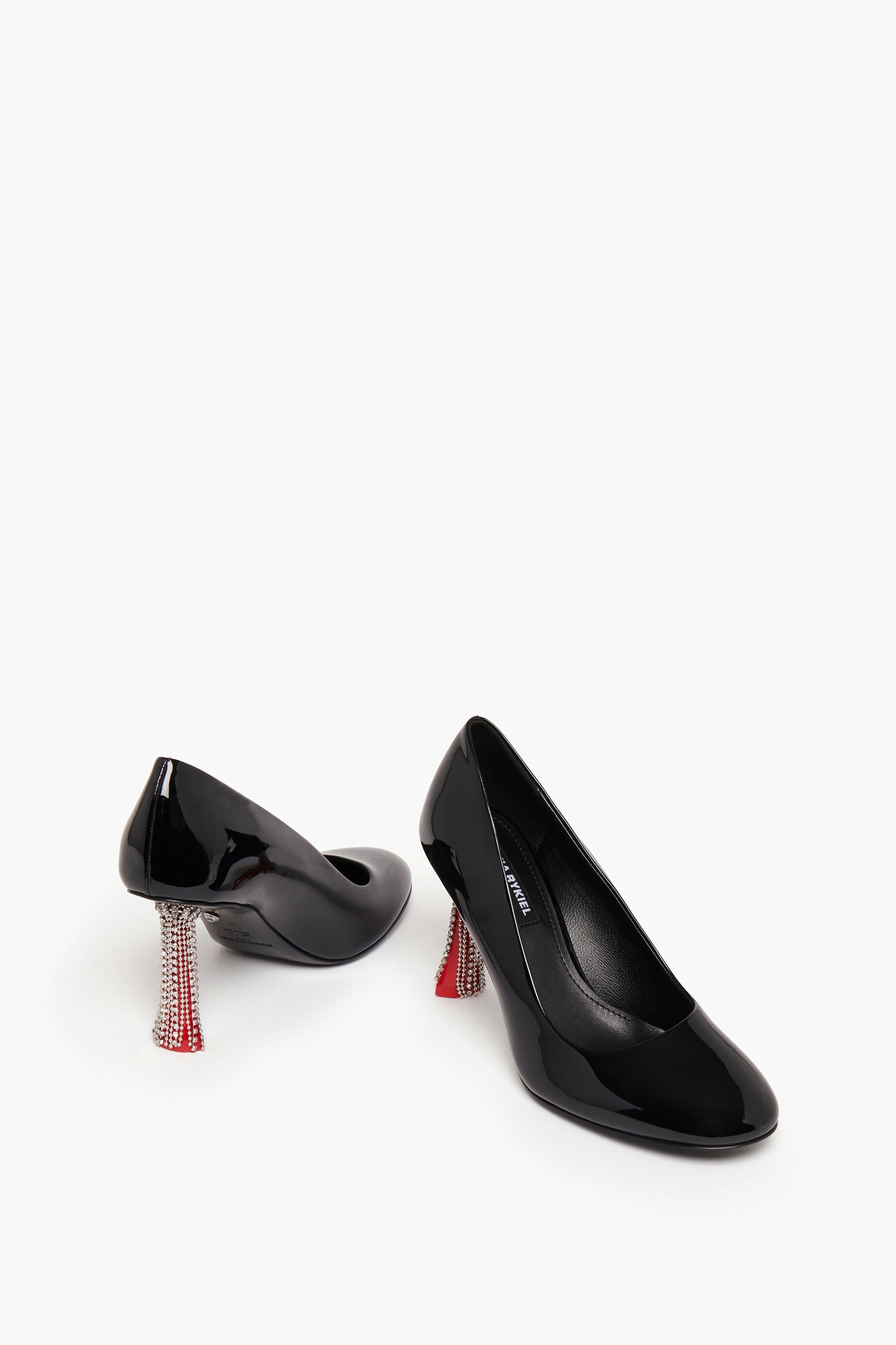 Escarpins Valence à franges avec cristaux en cuir - Noir