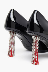 Escarpins Valence à franges avec cristaux en cuir - Noir