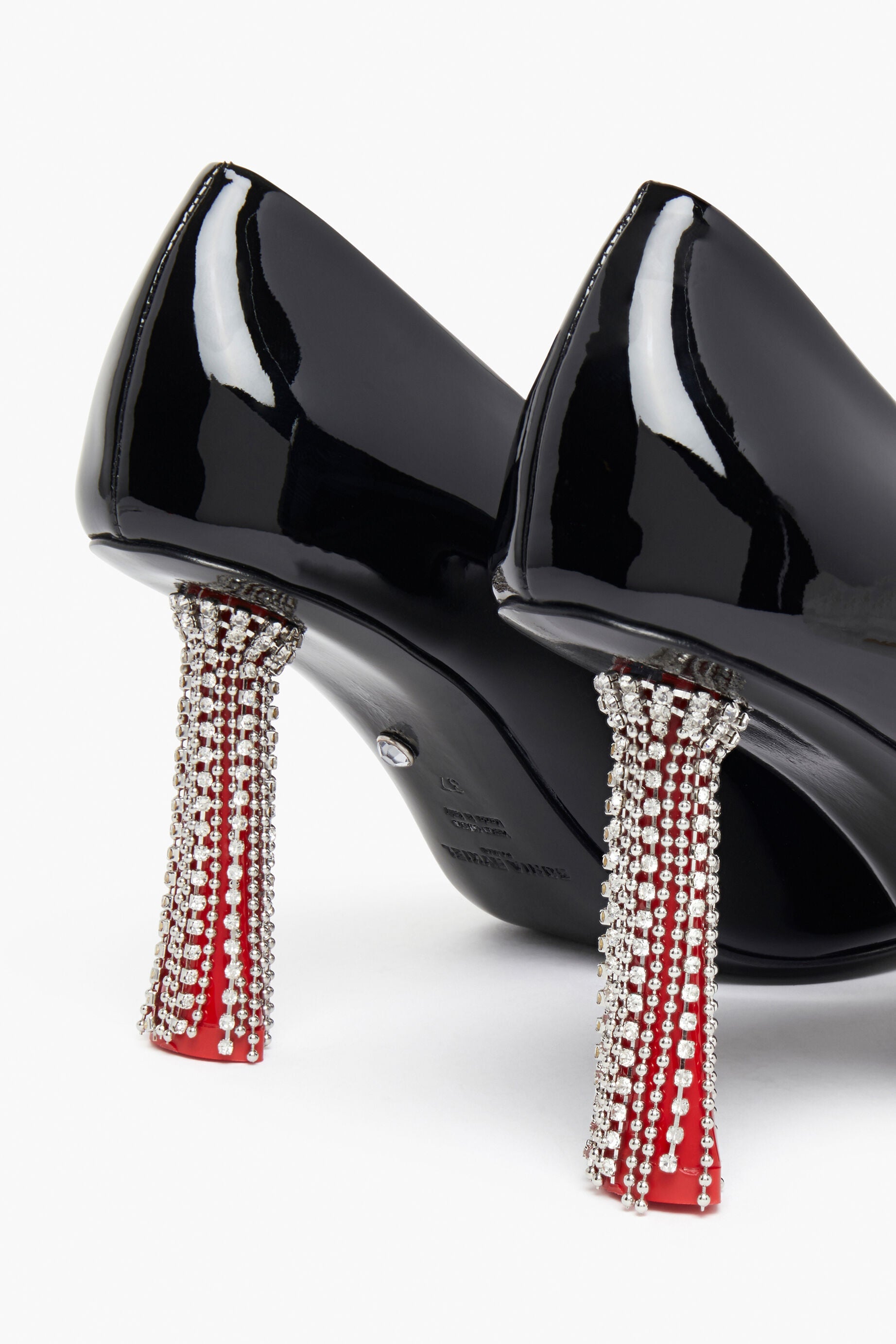 Escarpins Valence à franges avec cristaux en cuir - Noir