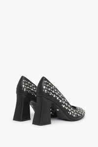 Escarpins ornés de clous ronds en cuir - Noir