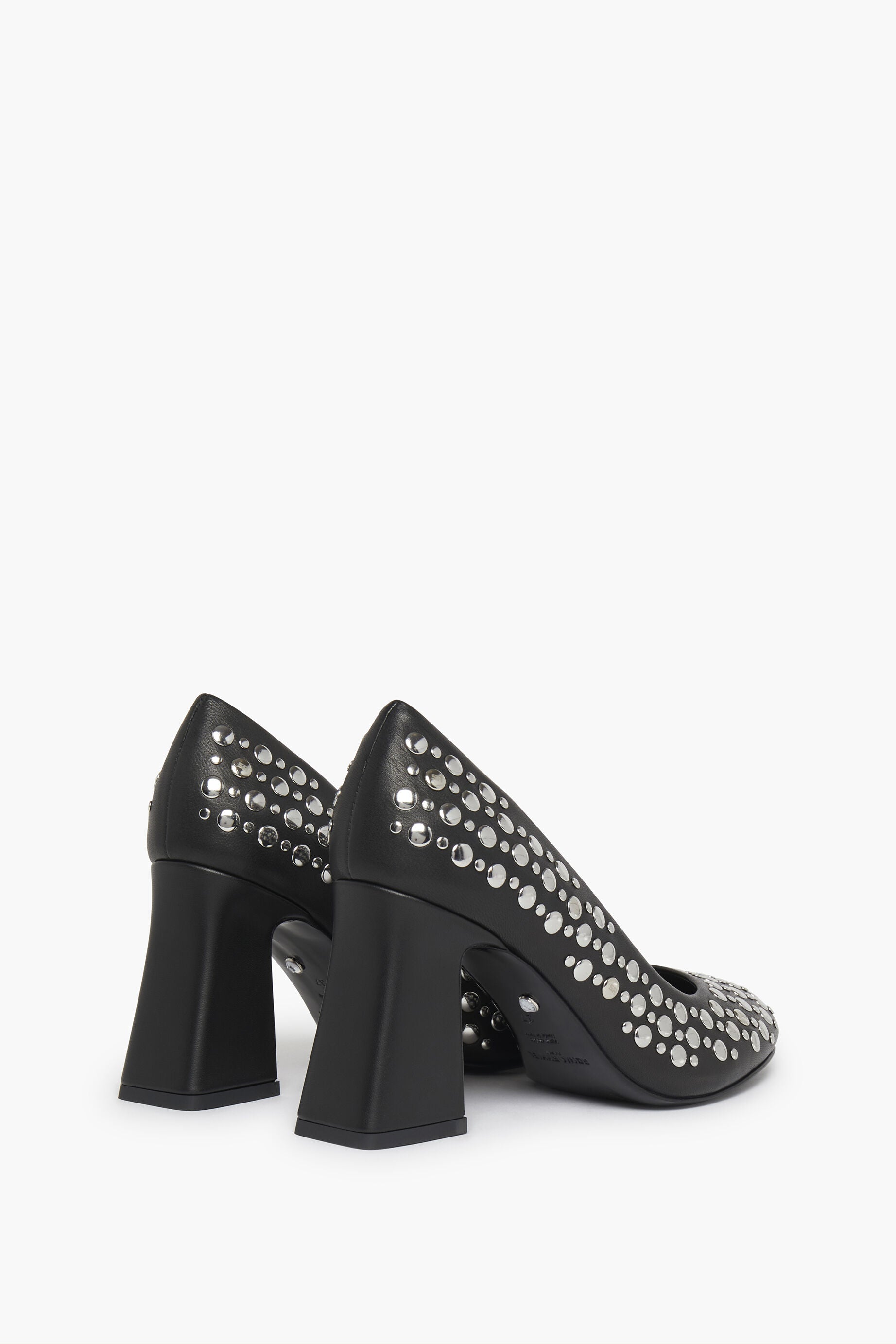 Escarpins ornés de clous ronds en cuir - Noir