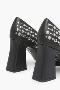 Escarpins ornés de clous ronds en cuir - Noir