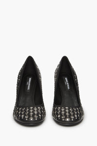 Escarpins ornés de clous ronds en cuir - Noir