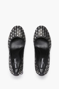 Escarpins ornés de clous ronds en cuir - Noir
