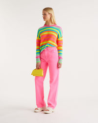 Pull à rayures multicolore en cachemire - Multicolored