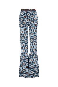 Pantalon jacquard coupe flare - Bleu