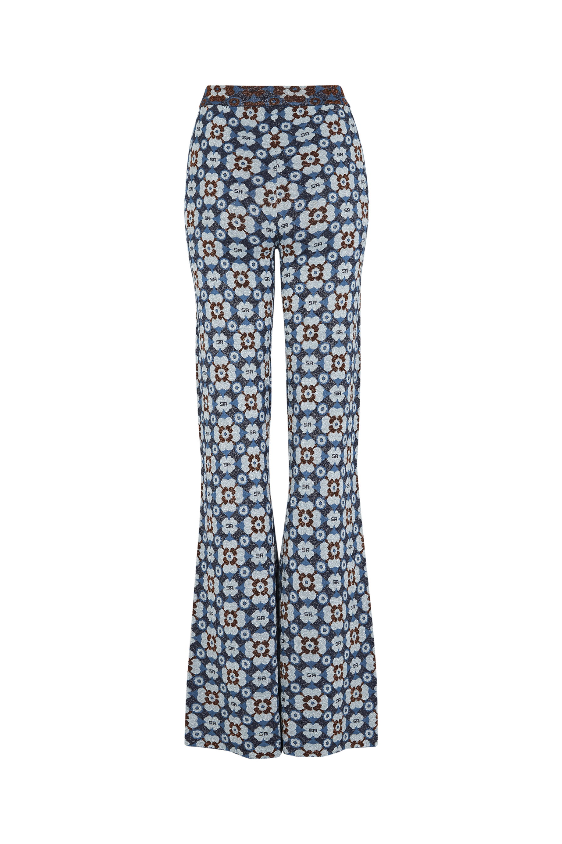 Pantalon jacquard coupe flare - Bleu