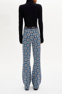 Pantalon jacquard coupe flare - Bleu
