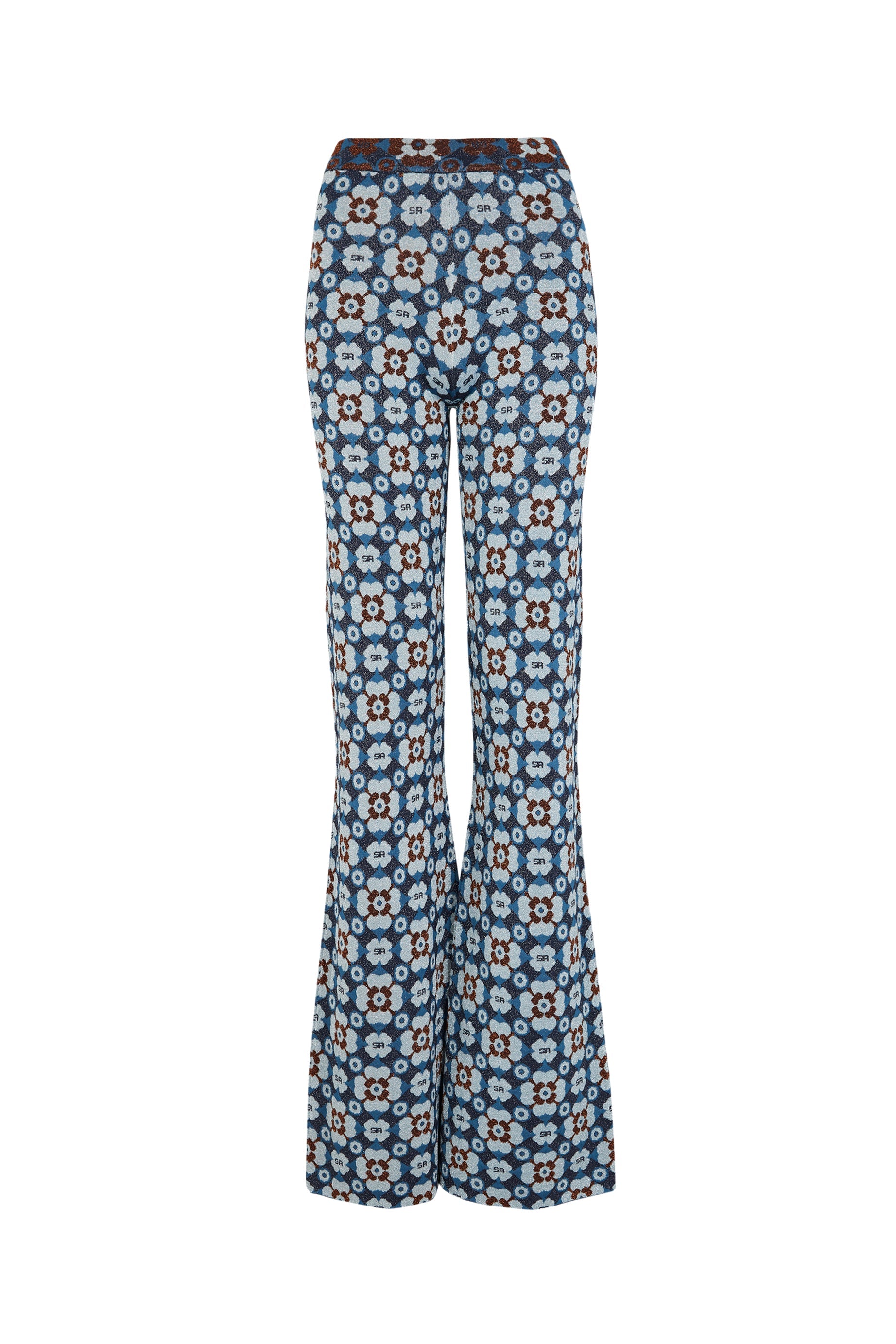 Pantalon jacquard coupe flare - Bleu